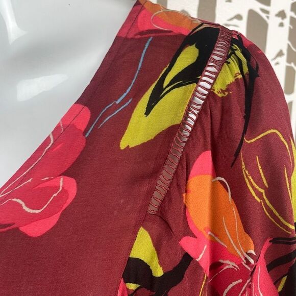 Anthropologie Maeve Floral Print Balloon Sleeve Hi-Low Hem Blouse XS - Picture 6 of 8